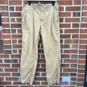 American Eagle Pants Mens Sz 34 Tan Relaxed Straight Fit Lightly Distressed